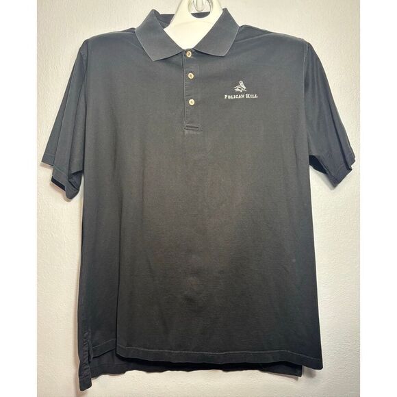 Peter Millar Polo Shirt Men Black Size Large L Pelican Hill Logo - Picture 3 of 5